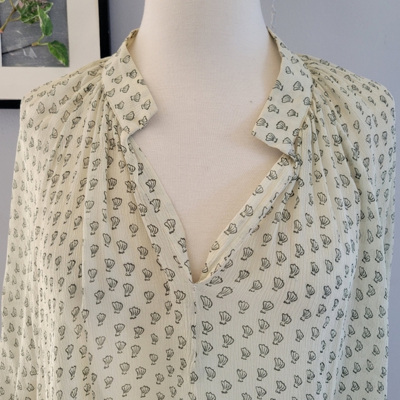 Samuji V Neck Semi Sheer Flowy Allover Print Blouse M - Picture 5 of 14
